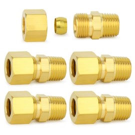 ChillWaves Brass Compression Tube Fitting, 5/8" OD x 1/2" NPT Male Compression Union Connector(5-PACK)