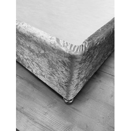 Crushed Velvet Divan Bed Base Wrap In Silver Grey 38cm Deep - Offers an Alternative and Transforms Any Divan Base (Superking Size Base 183cm x 198cm)