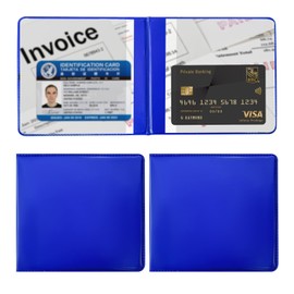 Ziciner 2PCS Car Registration and Insurance Holder, 5.2"× 4.7" Leather Auto Glove Box Organizer with Closure, Essential Car Document Holder for Card, Driver License (Blue)