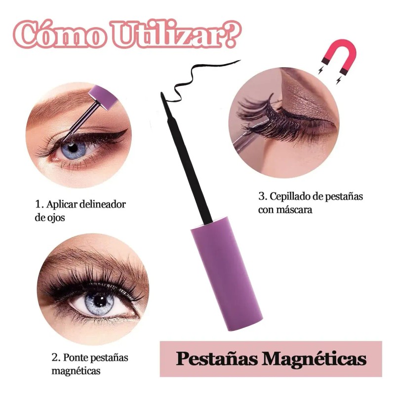 10 Para Kit Extensiones De Pestañas Postizas Magnéticas 3d