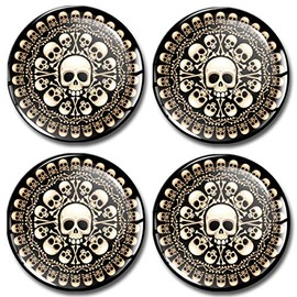 SkinoEu 4 x 60mm 3D Gel Car Wheel Centre Universal Rims Hub Center Stickers Decals For Caps Vehicle Auto Tuning Emblem Skull A 7160