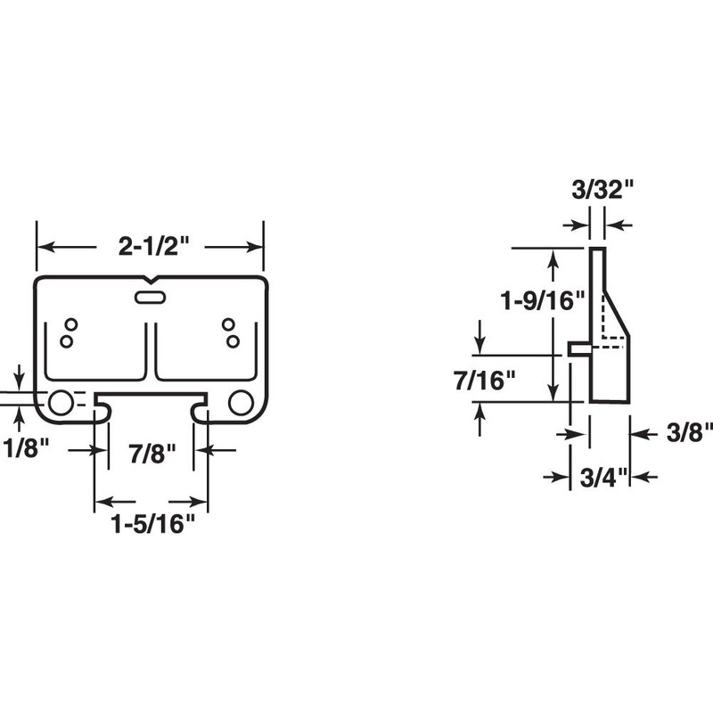 Prime-Line R 7128 1/8 In. x 1-5/16 In., White Drawer