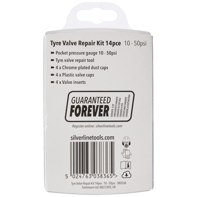Silverline 380568 Tyre Valve Repair Kit 14pce 10 - 50psi