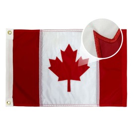 AMZFLAG Canadian Flag 12x18 Inch for Boat, Embroidered Canadian Boat Flags Heavy Duty, Double Sided Small Canada Flag Maple Leaf with Sewn Stripes 2 Brass Grommets