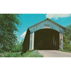 FLOYD MITCHELL INDIANA COVERED BRIDGE POSTCARD CHUNN FORD BRIDGE OVER BROULLETTE'S CREEK