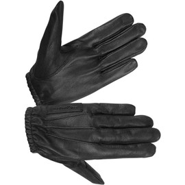 Hugger Ladies Unlined Water Resistant Leather Glove for Driving and Police (Small, Black)