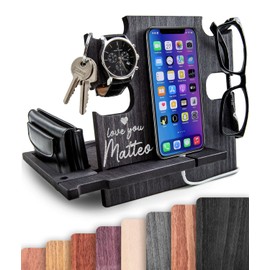 Docking Station personalisiert – Elegantes Geschenk zum Valentinstag für Männer – Organizer aus Holz mit Gravur – Persönlich & hochwertig – Geschenkidee für stilvolle Partner & Ehemänner