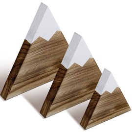 3 Pcs 3 Size Mountain Shelf Decor Mountain Wooden Sign Farmhouse Wood Mountain Decor Woodland Nursery Decor Travel Adventure Mountain Table Centerpiece for Home Farmhouse (Dark Brown)
