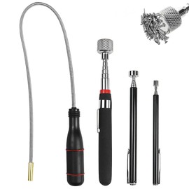 SENLINLIN 4-Piece Magnetic Rod Set, Portable Telescopic Magnet, Extra Strong, Flexible Magnetic Lifter, Magnet Pen Tool for Picking Up Small Parts and Car Parts (1.5 lb 5 lb 15 lb)