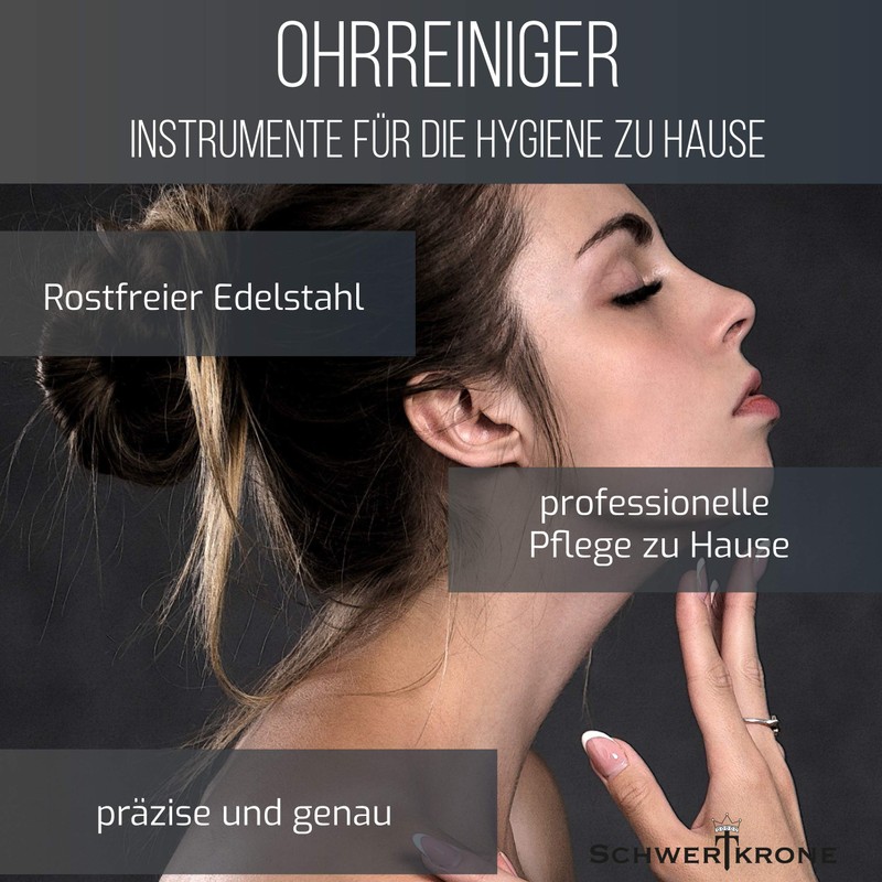 Schwertkrone Stainless Steel Ear Cleaner, Ear Wax Removal, Includes Storage