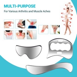 3 in 1 Muscle Scraper Stainless Steel Gua Sha Set Scraping Massage Tool, Soft Tissue Physical Therapy Used for Arms, Neck, Back, Legs