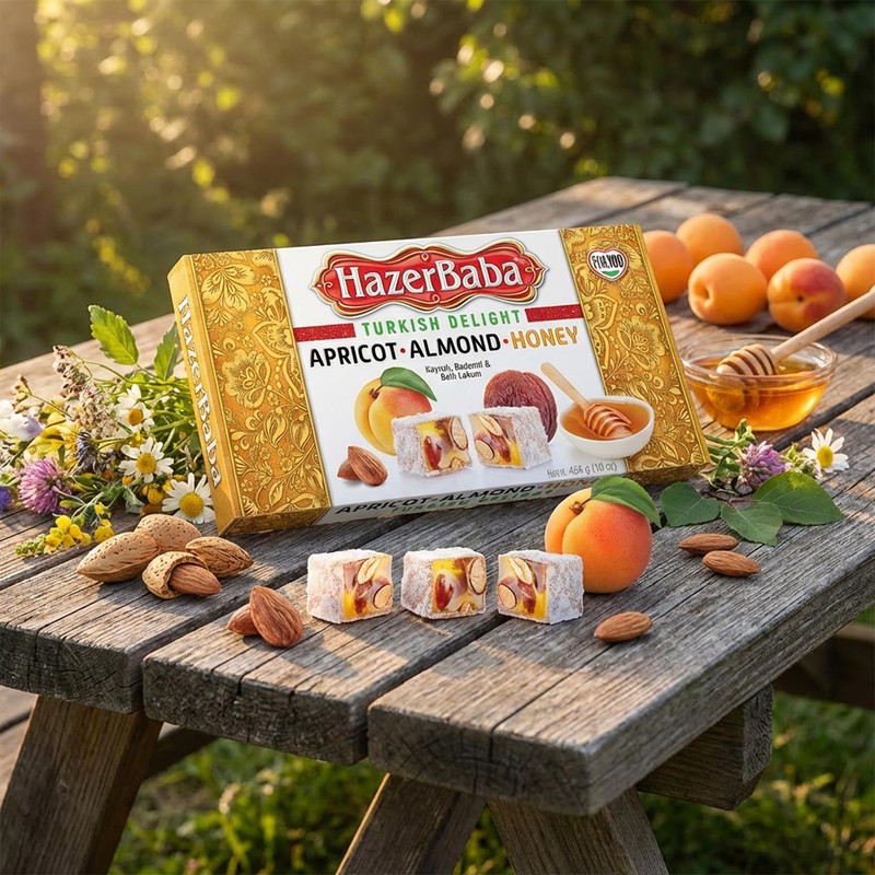 Hazer Baba Turkish Delight Candy with Apricot, Almond & Honey,