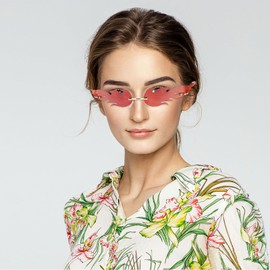 Nuobesty Fire Flame Glasses 1 Piece 16 x 14 x 2.7 cm Rimless Sunglasses Women Men Party Clear Metal Frameless Colours – Red.