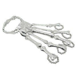 MIUNIKO Halloween Cosplay Punk Gothic Plated Skull Skeleton Bone Hand Finger Ring Bangle Bracelet (Sliver)