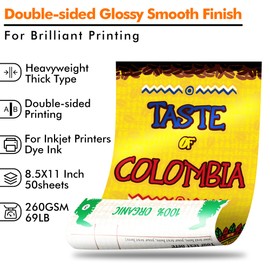 Koala Photo Paper 8.5X11 Inches Heavyweight Double Sided Glossy 50 Sheets 260gsm Only Compatible with Inkjet Printer