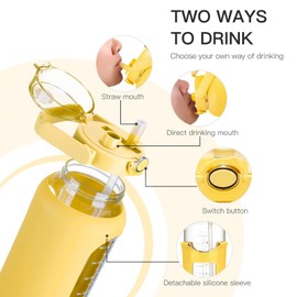 chunmo 64oz Glass Water Bolttles with Straw Half Gallon Large Motivational Water Bottle with Time Marker Sports Water Bottles with Silicone Sleeve and Handle Lid Water Jug for Gym Workout
