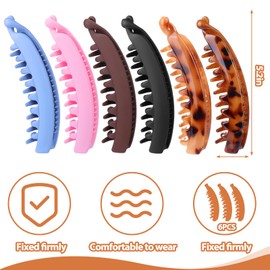 Vodolo Banana Clip for Thick Hair,6 PCS 4.75" Large Banana Claw Clips for Women Girls,Vintage Stretchy Bananas Hair Clip,Bananas Combs Bow Hair Accessories Gift