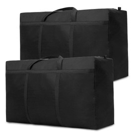 Litinliv 2 Stück Aufbewahrungstasche Faltbare, 125L Aufbewahrungstasche Groß, Aufbewahrung Tasche mit Reißverschluss, Transporttasche, Tragetasche Unterbett Wasserdicht für Bettdecken Kissen Kleidung