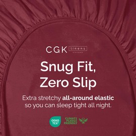 Small Double Fitted Bed Sheet – Deep Pocket – Fits Mattress up to 30cm (12") – Soft Brushed Microfiber – OEKO-TEX Certified – Fade & Shrink Resistant – Bottom Sheet – Easy Care – Burgundy, 120x190cm