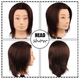 Hair Way 10" Cosmetology Male Mannequin Manikin Practice Head with 100% Human Hair for Hairstyling and Training 3B color
