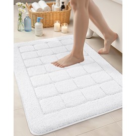 Color&Geometry White Bath Mat Non Slip Washable- 24"x36" Large Absorbent Bath Mats for Bathroom, Sink, Bathtub, Thick Soft Shower Mat Outside Shower