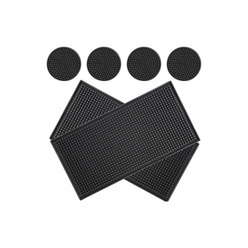 4 Portavasos para Mesa+2 Tapete para Barra de Bar, Alfombrilla