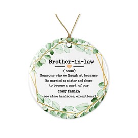 WolfeDesignPDD Brother-in-Law Noun Ornament - Christmas Ornament for Brother-in-Law - Brother-in-Law Gifts - Brother-in-Law Definition - Keepsake Printed on Both Sides, White