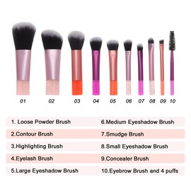 GLIDESMOOTH Makeup Brush Set, Versatile Makeup Brushes Kit, Makeup Brushes, Powder Puff, Complete Makeup Needs Coverage, Colorful, 14 Pcs