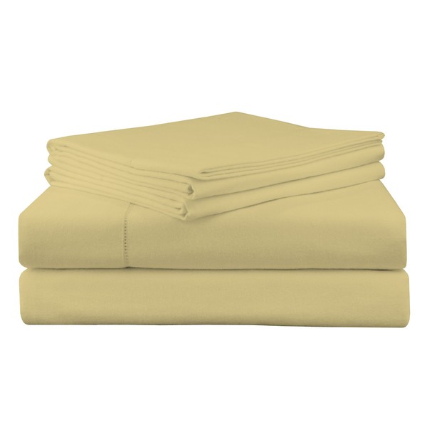 Pointehaven 200 GSM Flannel Sheet Set, Full, Solid, Straw