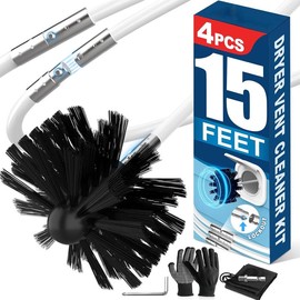 15ft Dryer Vent Cleaner Kit, Flexible Lint Remover with Drill Attachment, Extends Up to 15 Feet, Easy Cleaning with or Without Power Drill - Color: 15 feet