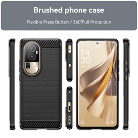 HEYUS Case for Oppo Reno 10 5G/Reno 10 Pro 5G, Shock-Absorption Brushed Flexible Soft Carbon Fiber Protective Cover for Oppo Reno 10 5G - Black