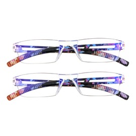 LifeArt 2 Pairs Reading Glasses, Blue Light Blocking Glasses, Computer Reading Glasses for Women and Men, Fashion Rectangle Eyewear Frame(Floral, 2.50 Magnification)