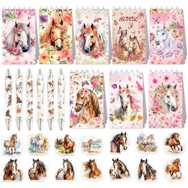 64PCS Horse Set Sticky Notes with Pens Party Bag Fillers DIY Notebook DIY Horse Bag Horse Racing Derby Birthday Baby Shower Bridal Shower Wedding DIY Craft