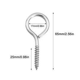 18Pcs Eye Bolts Screw in Heavy Duty, 2.5 Inch Stainless Steel Eyelet Screws, Self Tapping Ring Screw Rust Resistant Eye Hooks for Securing Cables Wires Hanging Lights, Indoor and Outdoor Use