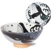 Minorutouki Rice Bowl Extra Large White Wave Whale Blue φ5.8×H2.6in