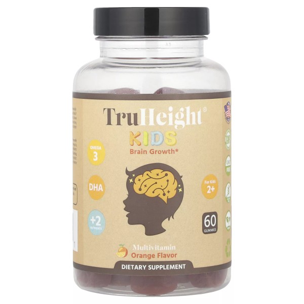 TruHeight Kids, Brain Growth Gummies, For Kids 2+, Orange, 60