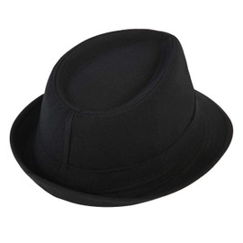 HDE Kid's Short Brim Trilby Fedora Hat (Black)