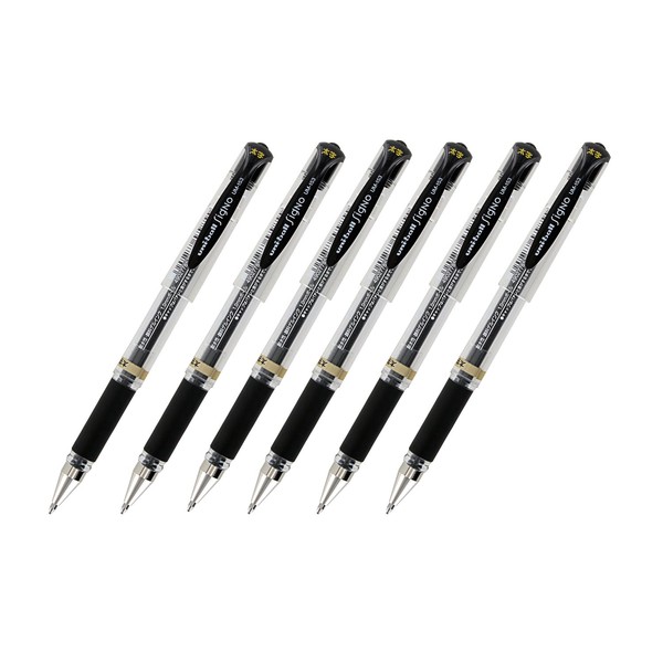 Uni-Ball Signo UM-153 Gel Ink Rollerball Pen, 1.0mm, Broad Point, Black Ink, Pack of 6