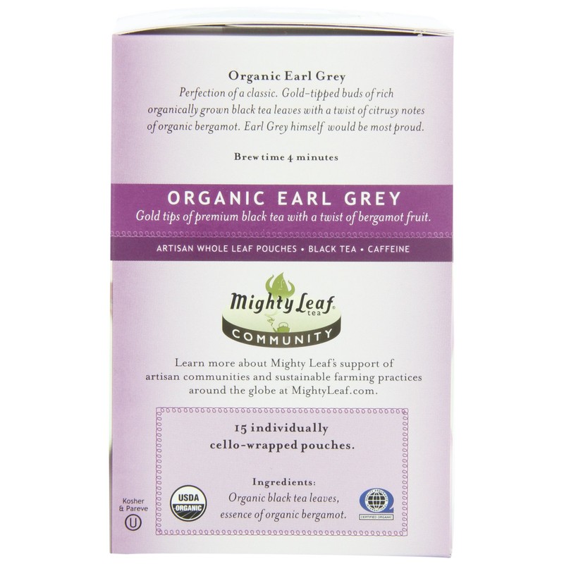 Mighty Leaf Black Tea, Organic Earl Grey, Smooth and Aromatic