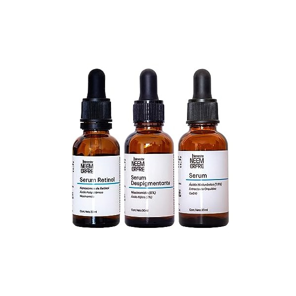 Kit Rutina Facial Diaria de 3 Serums, Niacinamida, Retinol y
