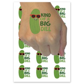 Kind of a Big Dill Pickle Temporary Tattoo Water Resistant Fake Body Art Set Collection - 15 2" Tattoos (1 Sheet)