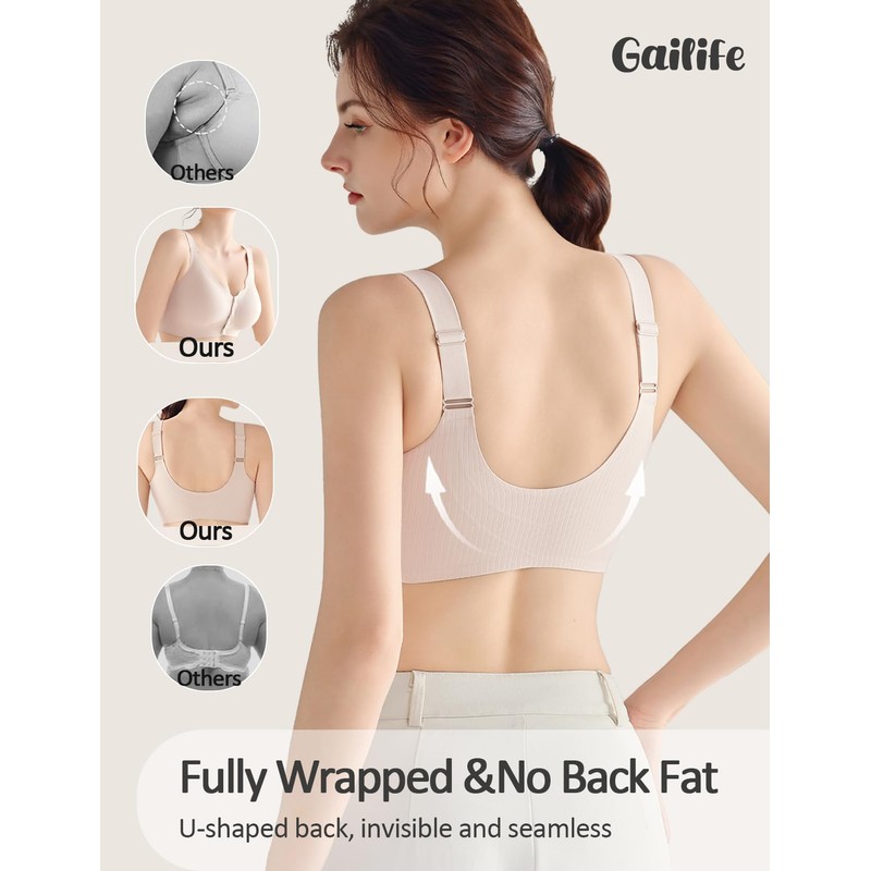 Gailife Front Closure Bras for Women Seamless Wireless Comfort Supportive
