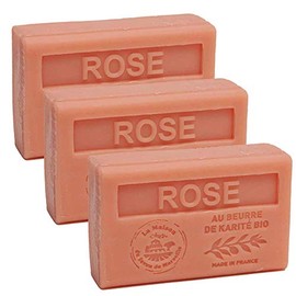 French Soap 3 x 125g - Rose - Shea Butter - La Maison du Savon de Marseille