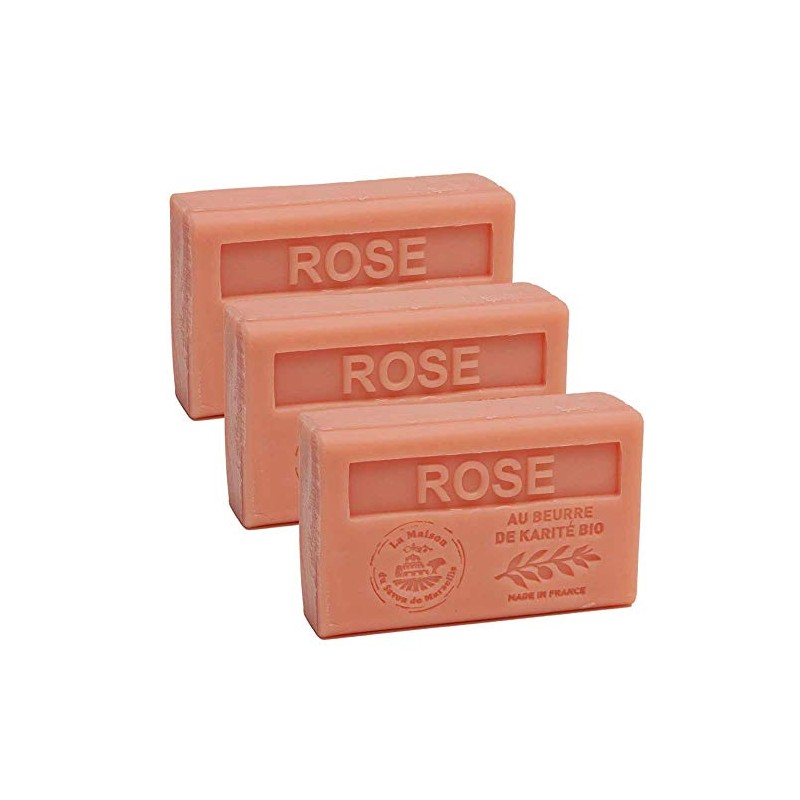 French Soap 3 x 125g - Rose - Shea Butter