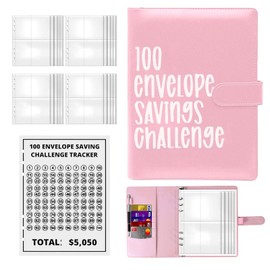 100 Envelopes Money Saving Challenge 100 Days Budget Challenges Saving Saving Challenge with Transparent Money Envelopes and Label Stickers for School and Offices (Pink)