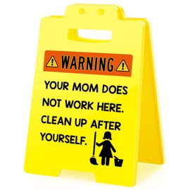 XgiftCreat Funny Daughter Gifts from Mom - Clean up after Yourself, Home Bedroom Cute Fun Mini Caution Desk Sign for Son Girl Boy Kids Children