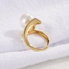 SWJEWEL 925 Sterling Silver Pearl Ring Gold Plated Hollow Design