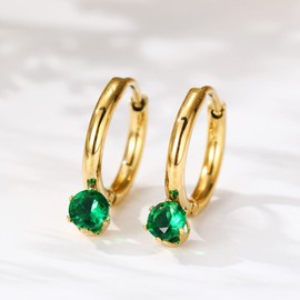 Emerald Earrings for Women Green Rhinestone Hoop Earrings Gold Emerald Green Crystal Huggie Earrings Vintage Elegant Jewelry Gifts