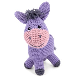 Gründl Crochet Set Cuddly Toy, Giraffe Gina, Donkey Eddy, Seal Robby or Tiger Timmy, 14-18 cm, Complete Craft Set with Instructions (Donkey Eddy)