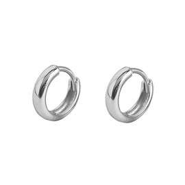 Thick Chunky Cuff Huggie Small Hoop Earrings for Women Men Girls Cartilage Fashion Dainty 14K Gold Plated 925 Sterling Silver Sleeper Hypoallergenic Minimalist Simple Wide Helix Sleeper Hoops Piercing 7mm